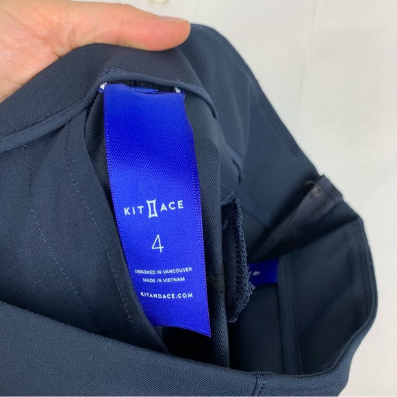 KIT & ACE Navy Pull on Slim Straight Leg Stretchy Split Hem Side Zip Pants Sz 4 - Picture 4 of 4